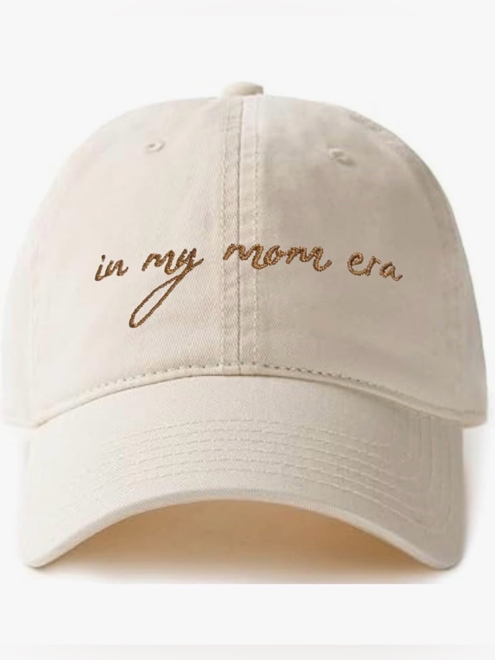 ❥𝒾𝓃 𝓂𝓎 𝓂ℴ𝓂 ℯ𝓇𝒶: Embroidered Baseball Cap - Beige/Brown